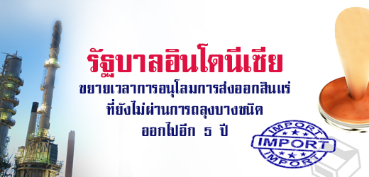 รัฐบาลอินโดนีเซียขยายเวลาการอนุโลมการส่งออกสินแร่ที่ยังไม่ผ่านการถลุงบางชนิดออกไปอีก 5 ปี